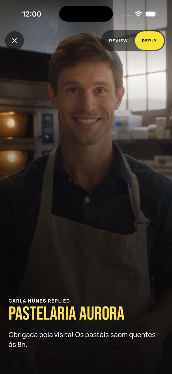 An owner’s video reply playing under a customer’s Shpeel.